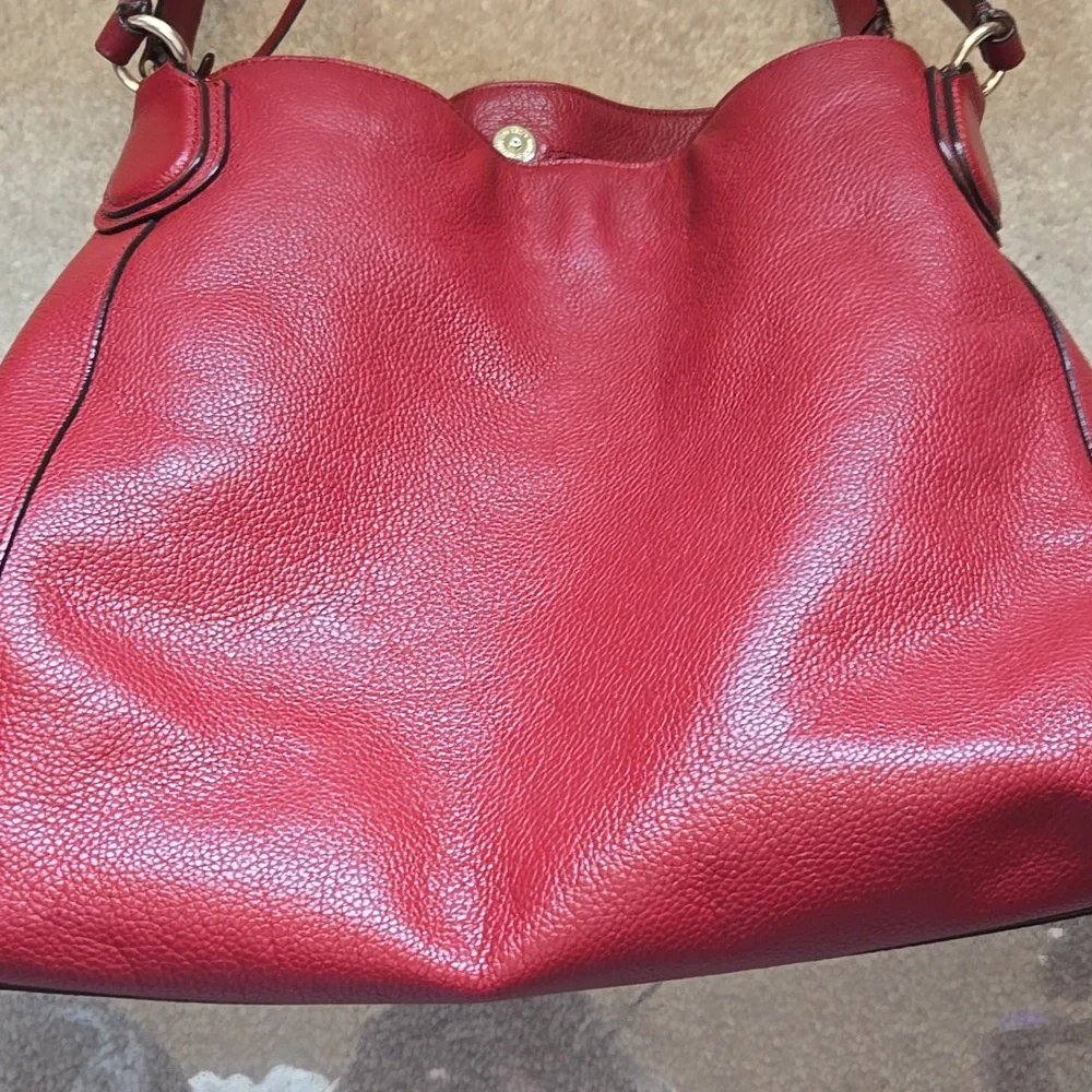 Madison Edie Coach Red Leather Women's Bag, EUC